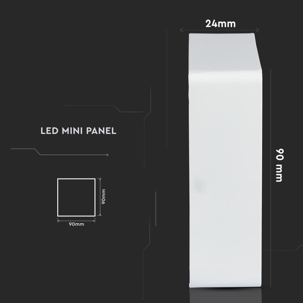 SQ 6W Panel LED, Barwa:4000K, Kwadratowa, VTAC, SKU 4908