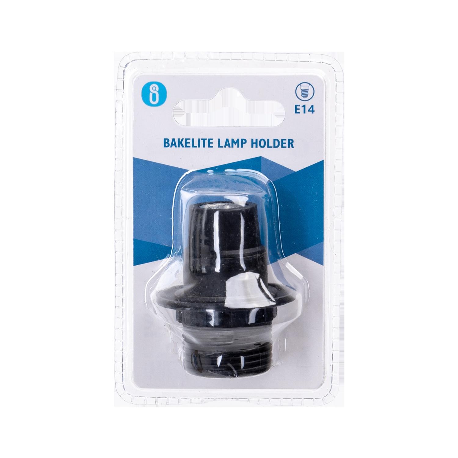 E14 Plastic Screw Terminal Lamp Holder Black