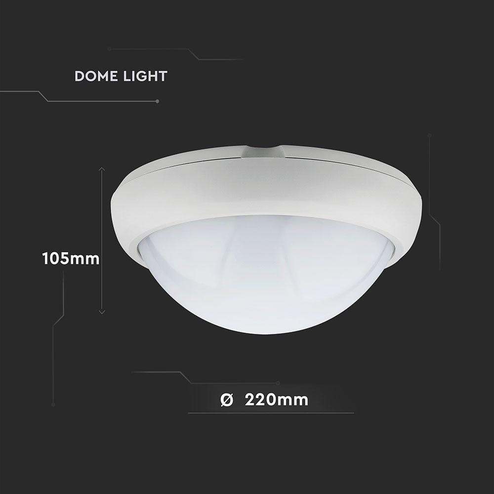 VT-8015 12W FULL ROUND IP54 DOME LIGHTS 4000K WHITE BODY