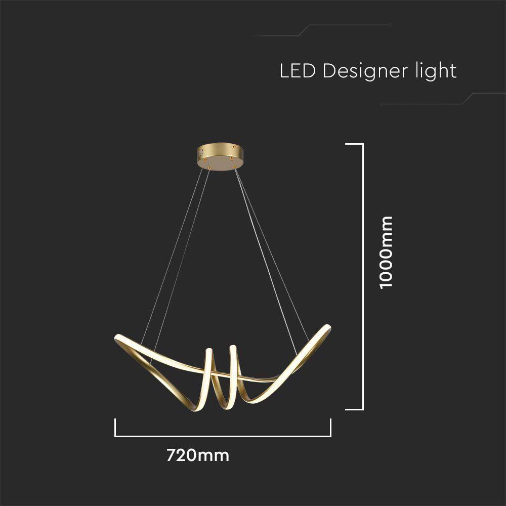 Dekoracyjna Lampa Wisząca LED,  Barwa: 3000K, Obudowa: Złota     , VTAC, SKU 8011