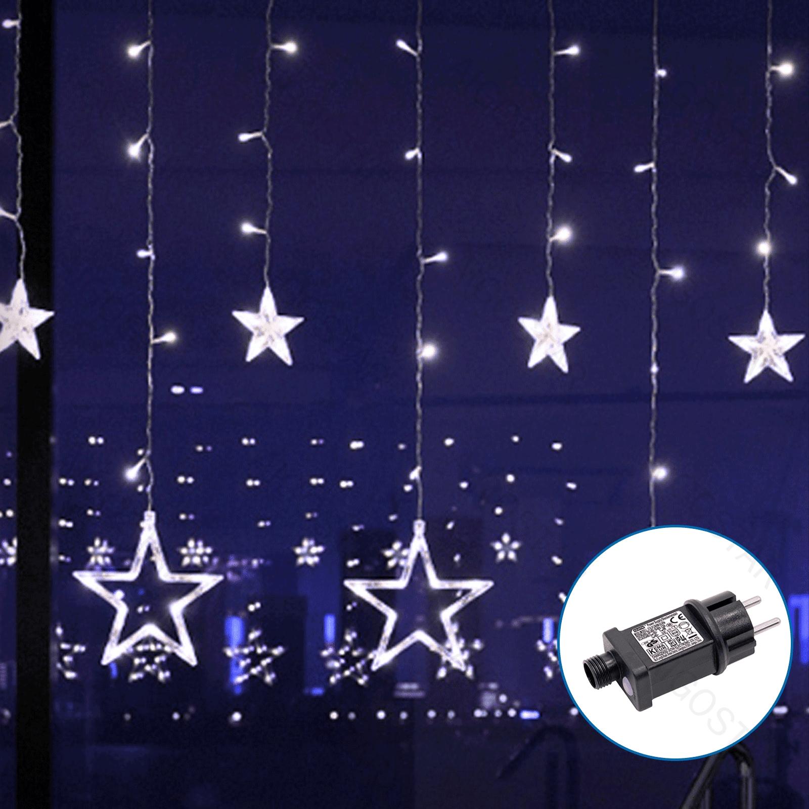 Low voltage connectable string lights, stars (wave), cool white, 3m+3m*0.6m, 12strips