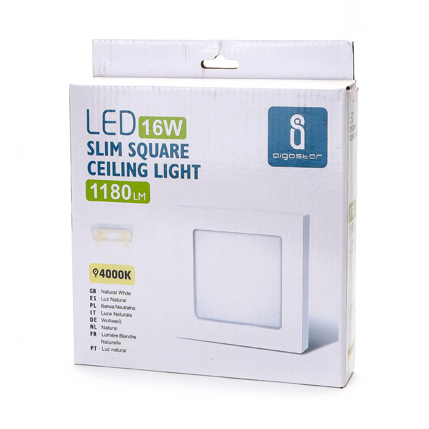 E6 LED  Surface-mounted Square Downlight 16W Natural Light