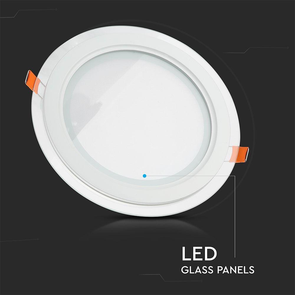 VT-1881G 18W GLASS LED PANELS 3000K ROUND