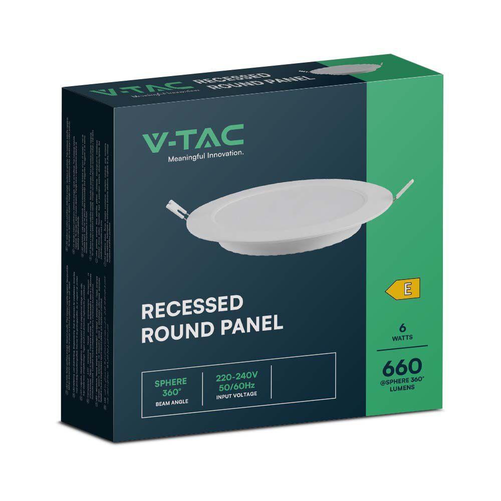 VT-61006 6W BACKLIT RECESSED PANEL 6500K RD