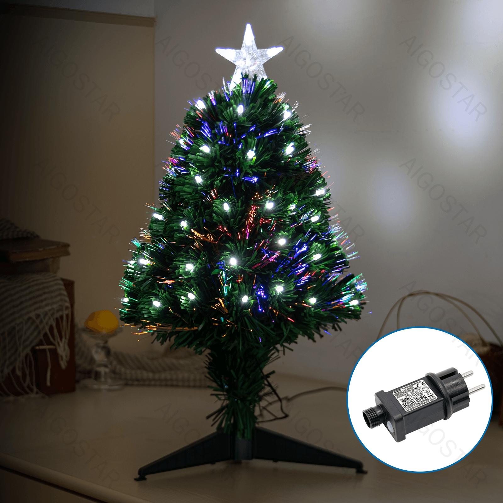 Low voltage fiber optic Christmas tree, cold white, 90cm