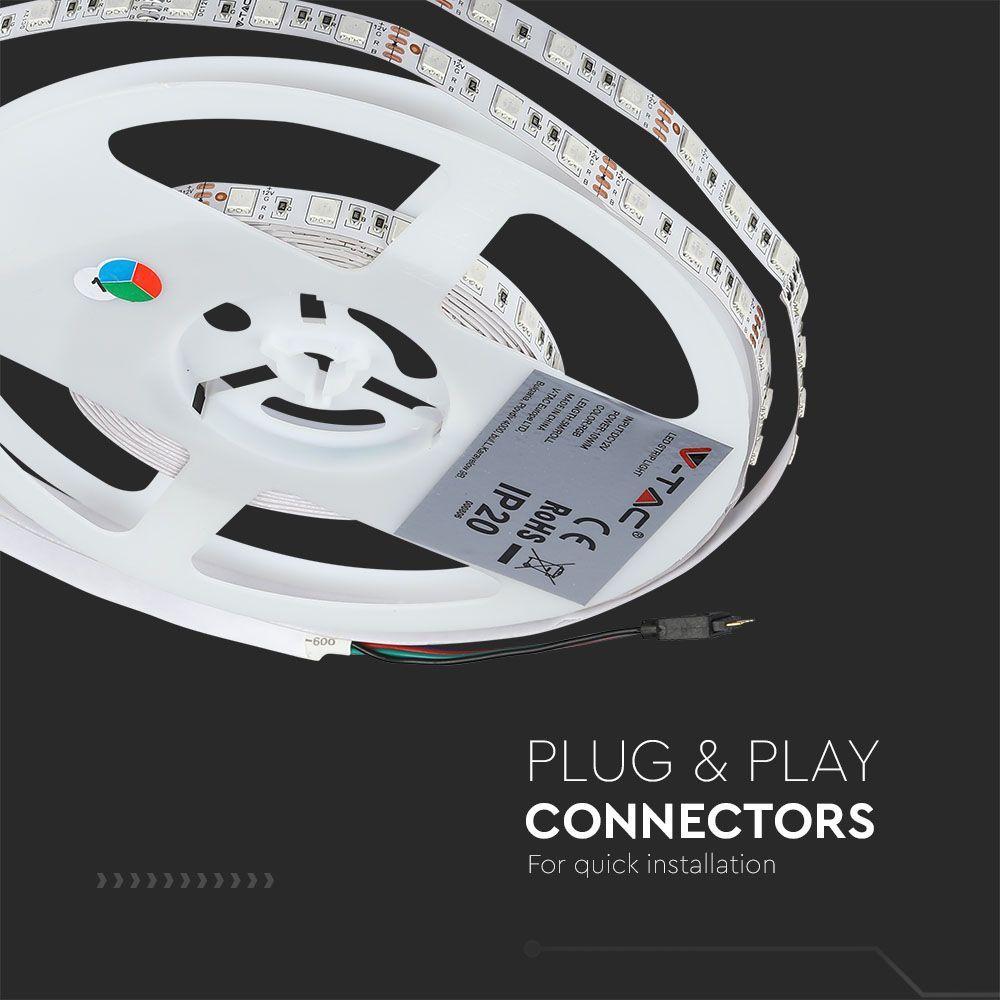 VT-5050 60 7W/M LED STRIP LIGHT RGB SET IP20 EU PLUG 5M ROLL