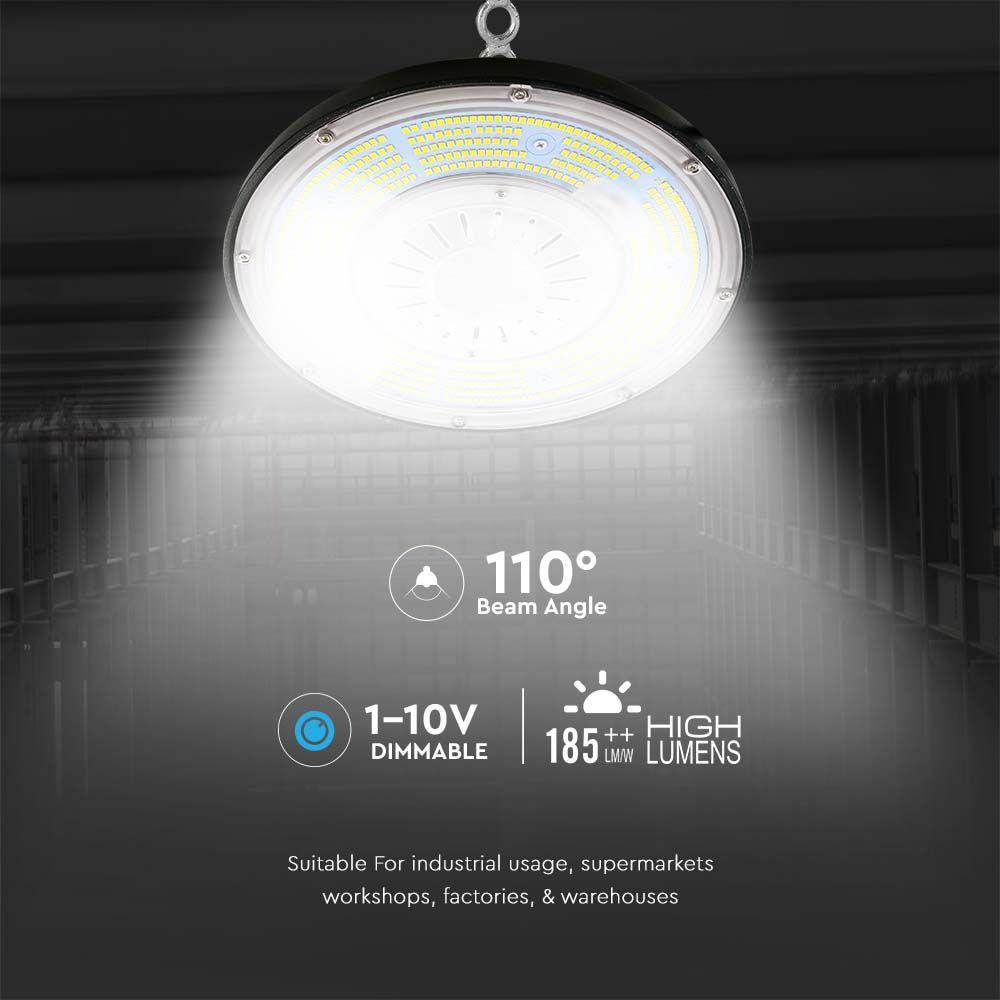 100W HIGHBAY ( Zasilacz MEANWELL ), Ściemniana, Barwa:4000K/ Obudowa: Czarna, Skuteczność 185lm/W, VTAC, SKU 7655