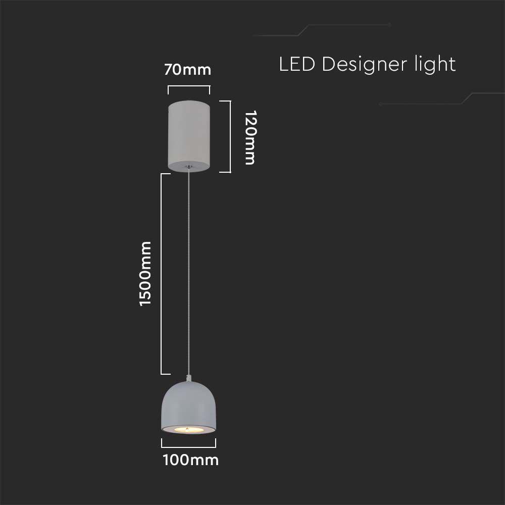 Lampa Wisząca LED,  Barwa: 3000K, Obudowa: Jasnoszara      , VTAC, SKU 7992