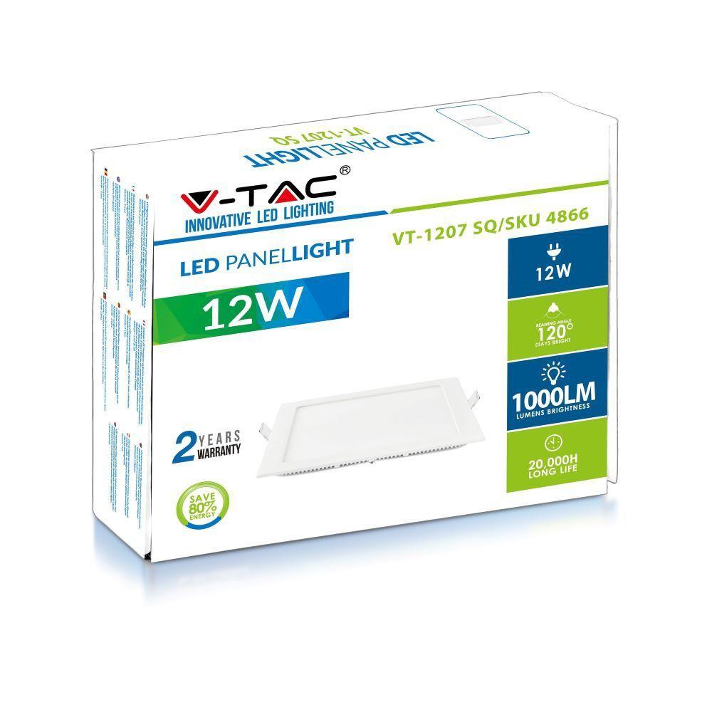 VT-1207 12W LED PREMIUM PANEL 6400K SQUARE