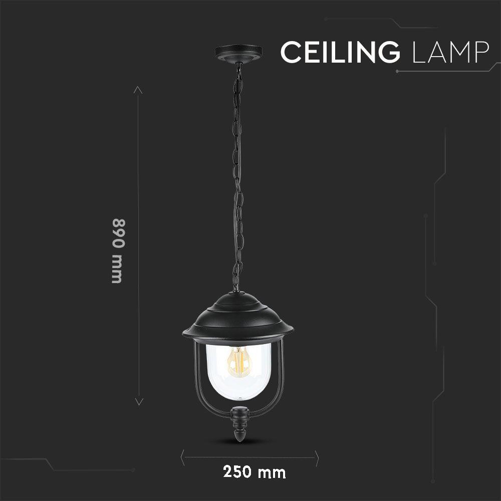 Lampa ogrodowa wisząca 1xE27, Retro, Czarny, IP44, VTAC, SKU 7529