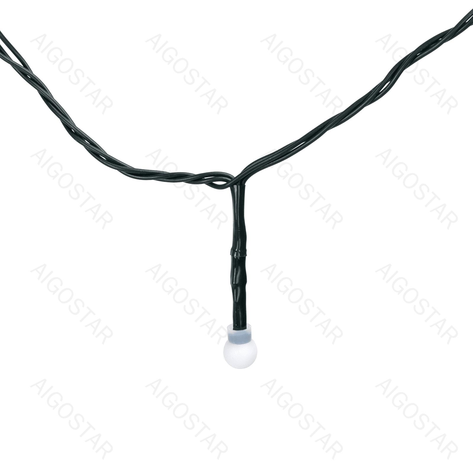 Low Voltage Firecracker String Lights-Cool White-3M+5M-50LED-10CM/LED-green black wire-8blink+time+IP44