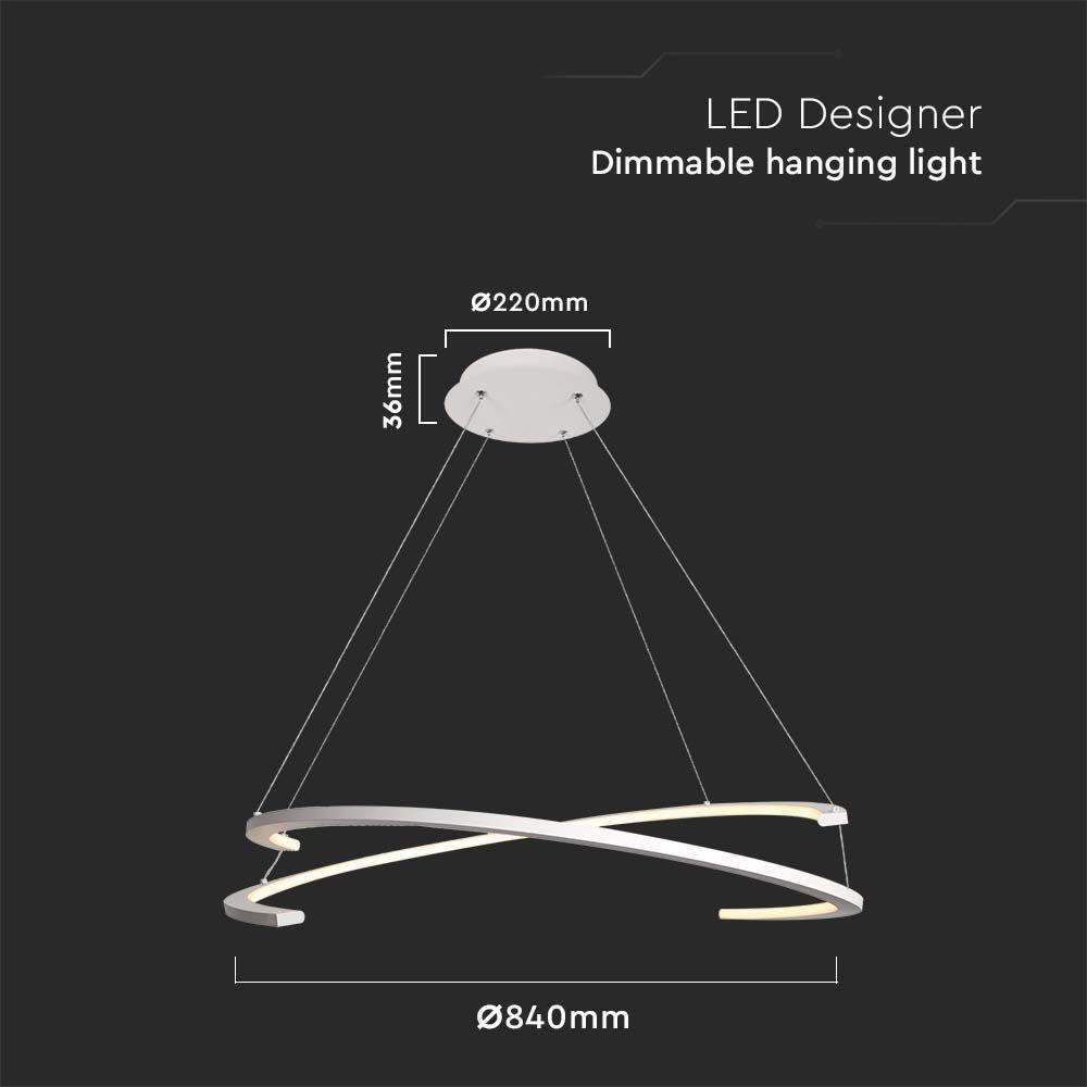 48W Sufitowa lampa LED, Wymiary:800x1200mm, Barwa: 4000K, Obudowa: Biała, Ściemniana, VTAC, SKU 14987