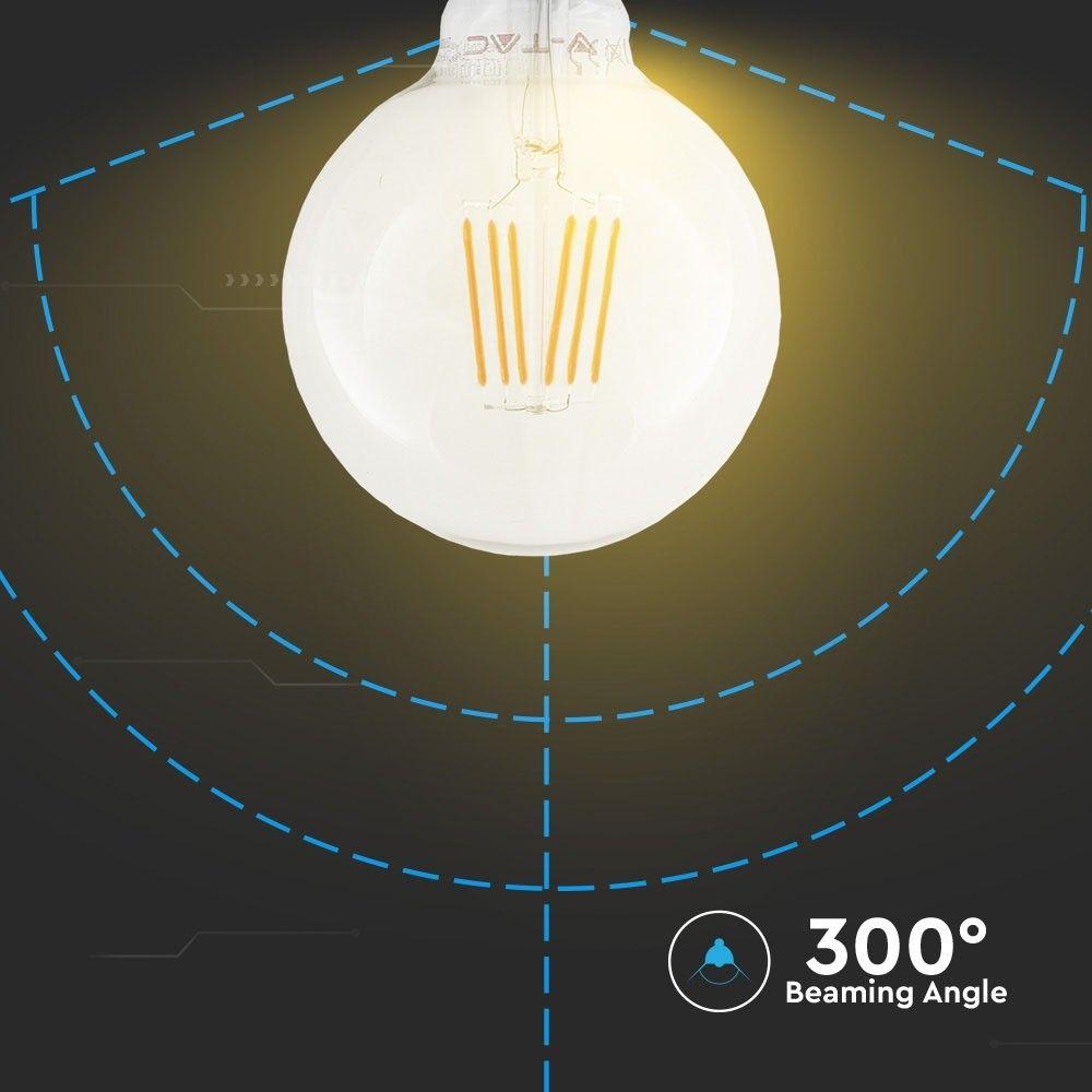 6W G95 Żarówka LED Filament, Chip SAMSUNG, Barwa:2700K, Trzonek:E27, VTAC, SKU 294