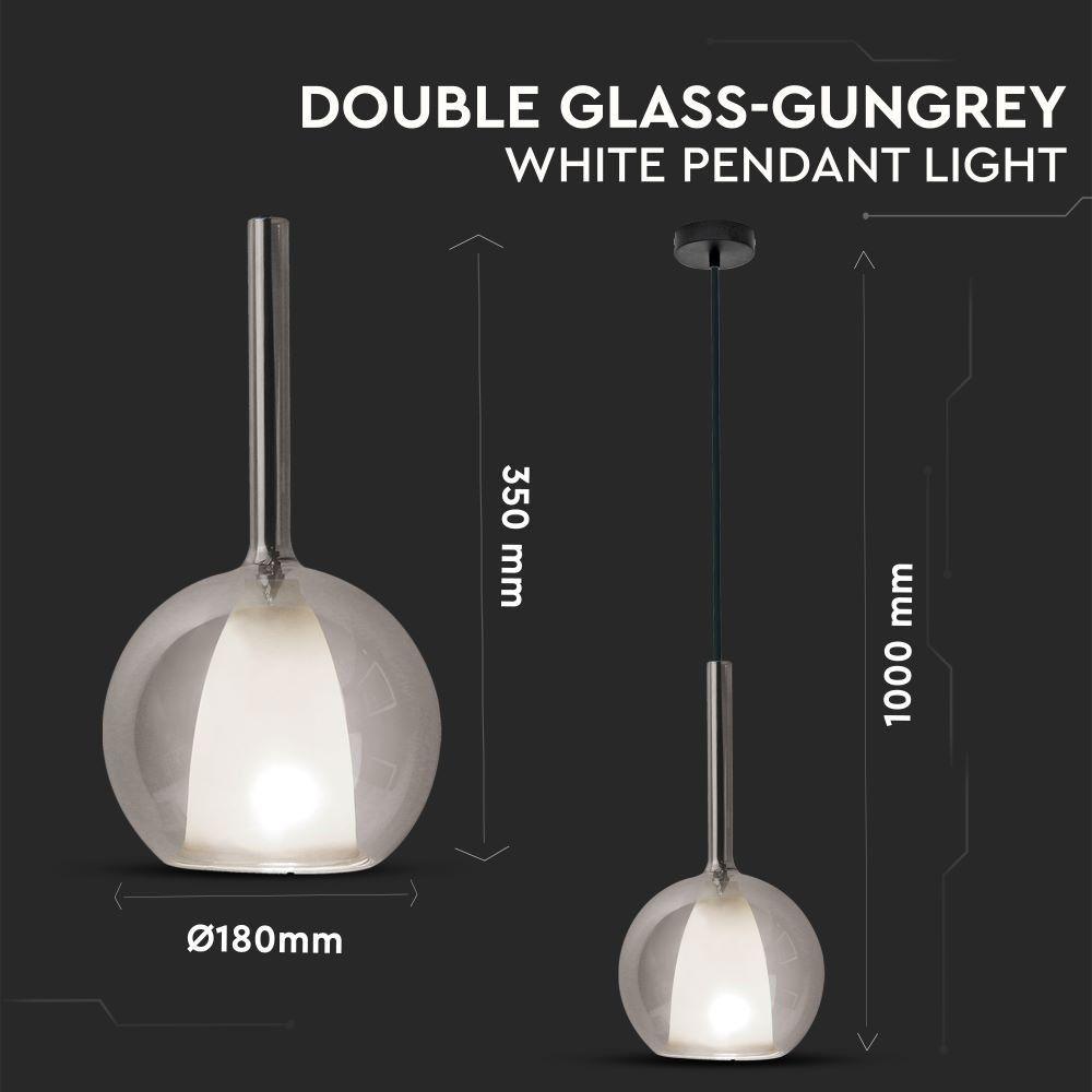 VT-7181 DOUBLE GLASS-GUNGREY+WHITE PENDANT LIGHT(E27) D:180