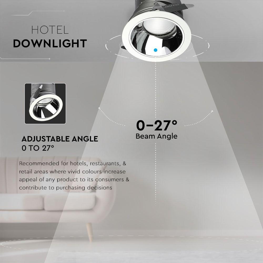 VT-2916 15W LED COB HOTEL DOWNLIGHT 3000K 0-27'D