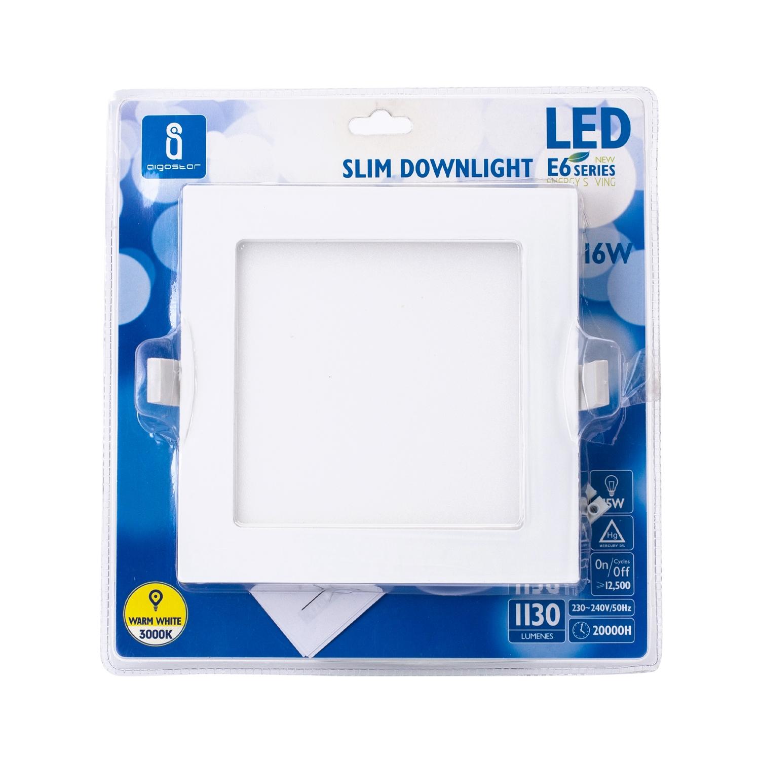 E6 LED  Flush-mounted Square Downlight 16W Yellow Light