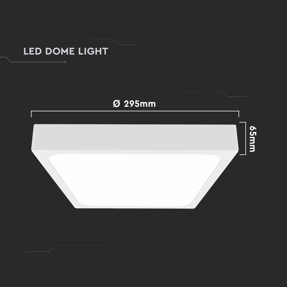 VT-8624 24W LED DOME LIGHT 6500K SQUARE WHITE FRAME IP44