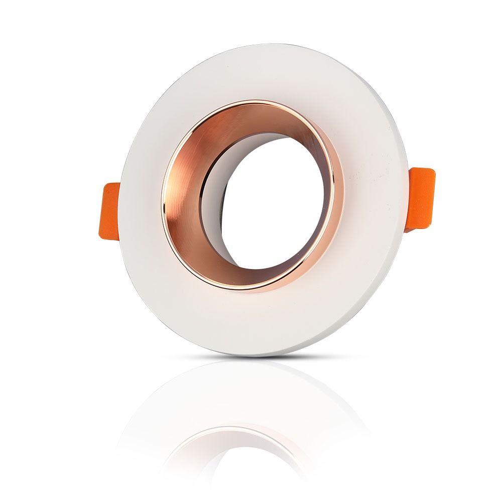 VT-862 GU10 WHITE PLASTER (RECESSED) WITH MATT ROSE GOLD BOTTOM-ROUND