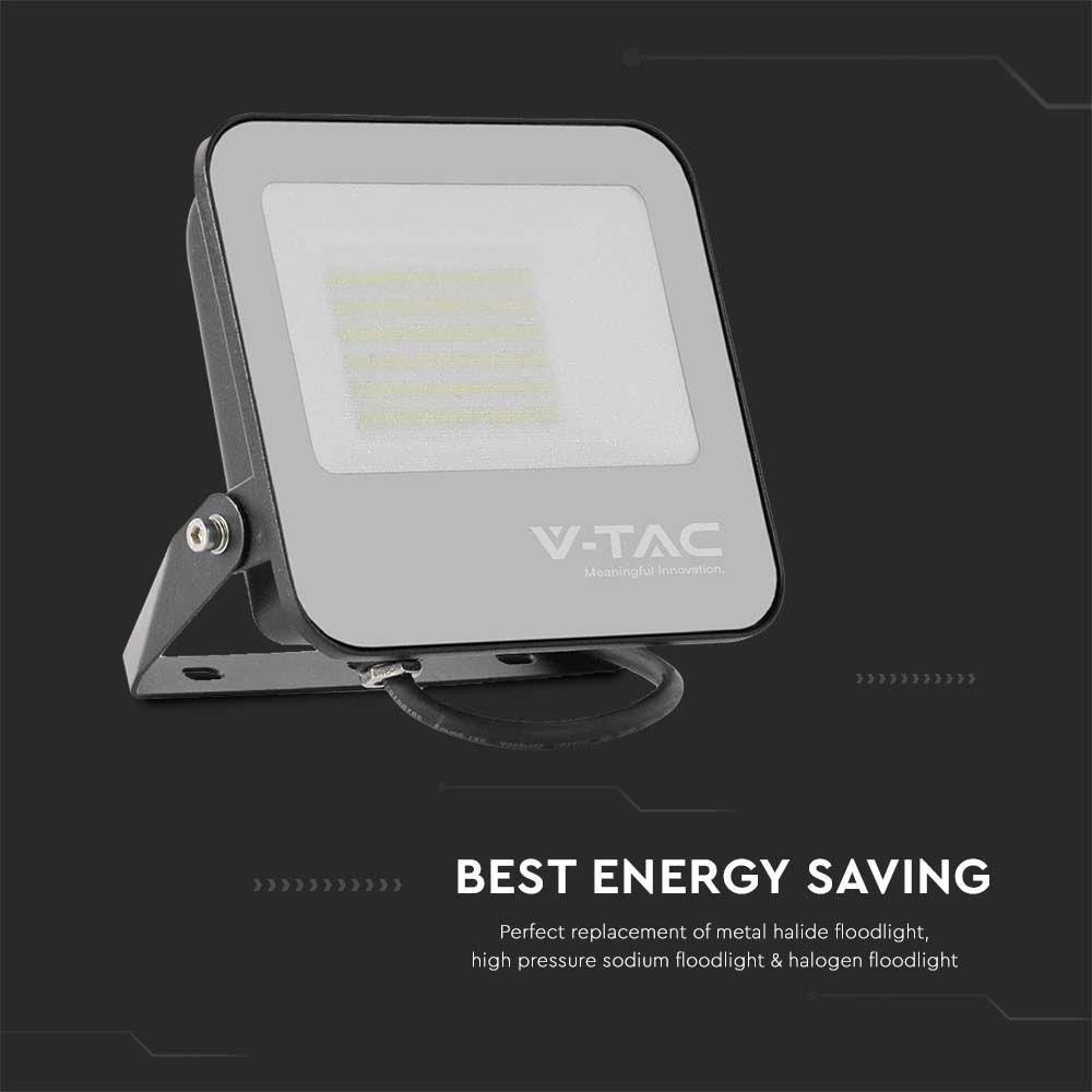 VT-44051 50W LED FLOODLIGHT 4000K BLACK BODY GREY GLASS 160LM/W