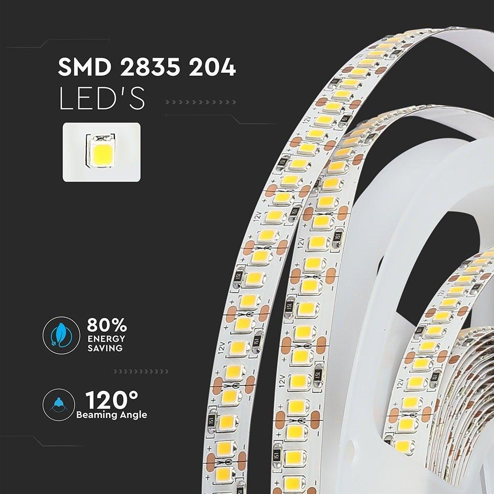 VT-2835-204 18W/M LED STRIP LIGHT 3000K IP20 (5M/ROLL)(PRICE PER M)