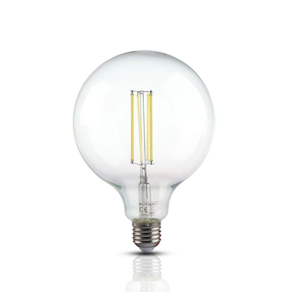 12.5W G125 Żarówka LED Filament, Klosz Transparentny, BARWA:3000K, Trzonek:E27, VTAC, SKU 7453