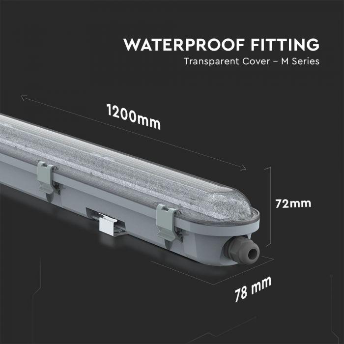 VT-120036 36W LED WATERPROOF FITTING 120CM SAMSUNG CHIP-OPAQUE COVER 6400K