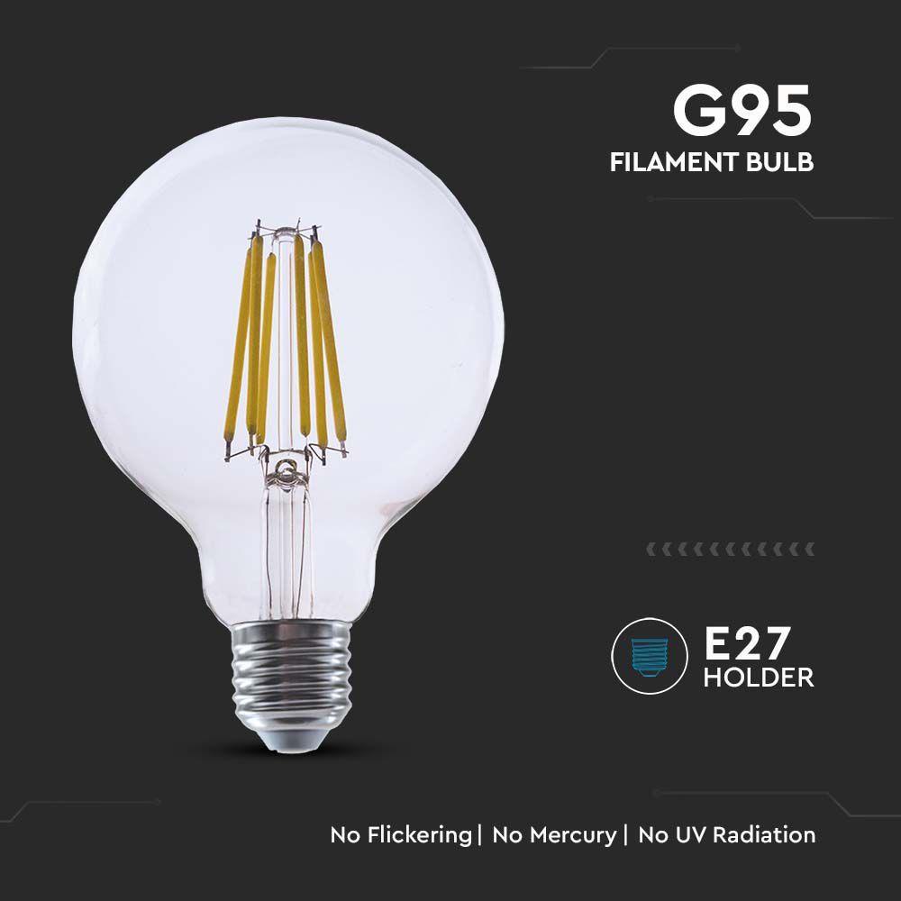 VT-2354 4W G95 FILAMENT BULB CLEAR COVER 3000K E27 210LM/W