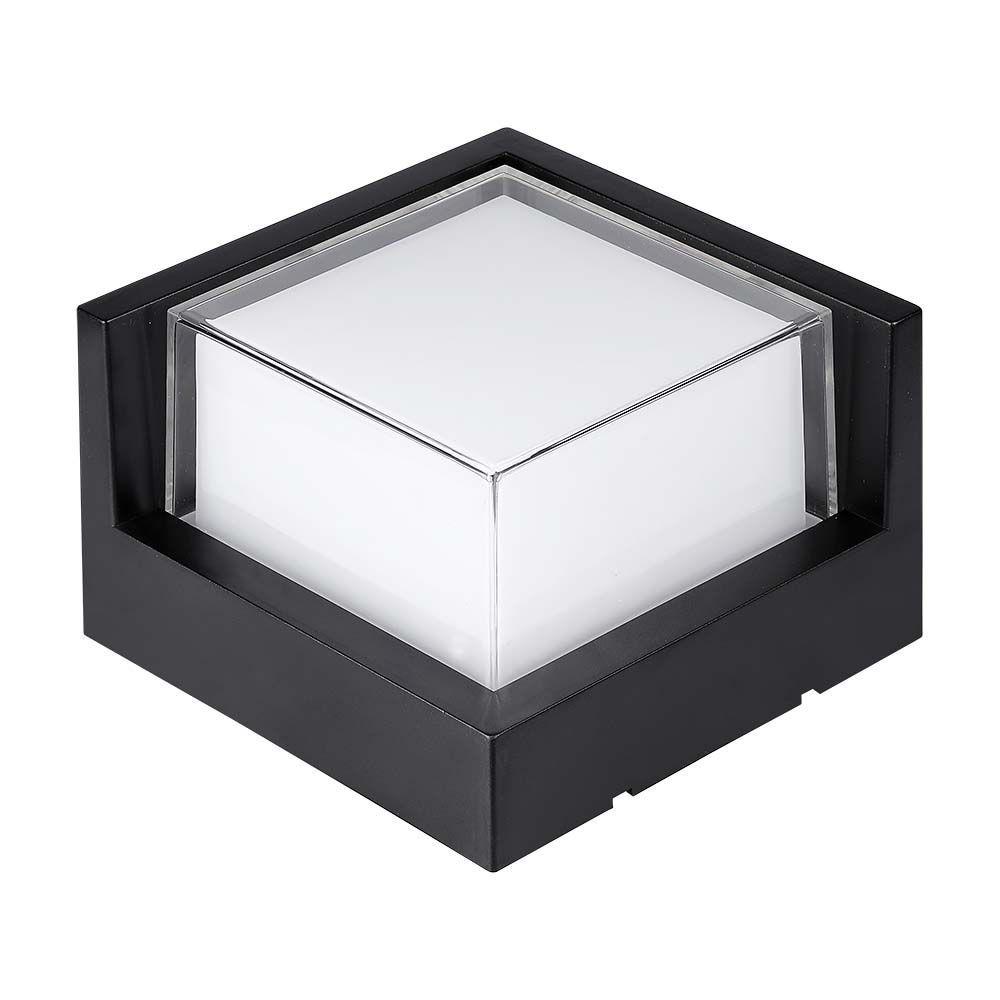 12W Lampa ścienna LED, Barwa:3000K, Czarny, Kwadratowa, VTAC, SKU 218539