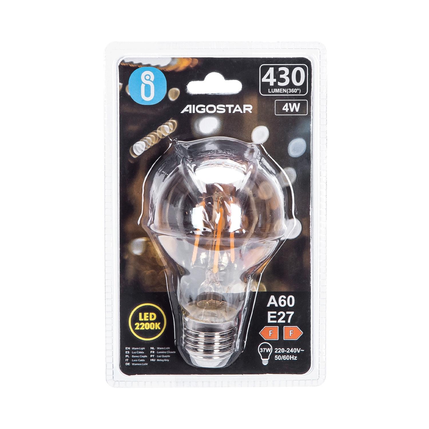 LED Filament Bulb (Amber) A60 E27 4W