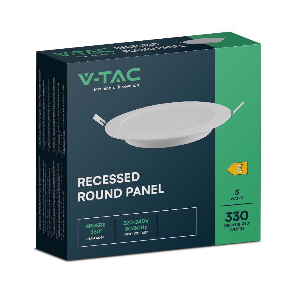 VT-61003 3W BACKLIT RECESSED PANEL 6500K RD