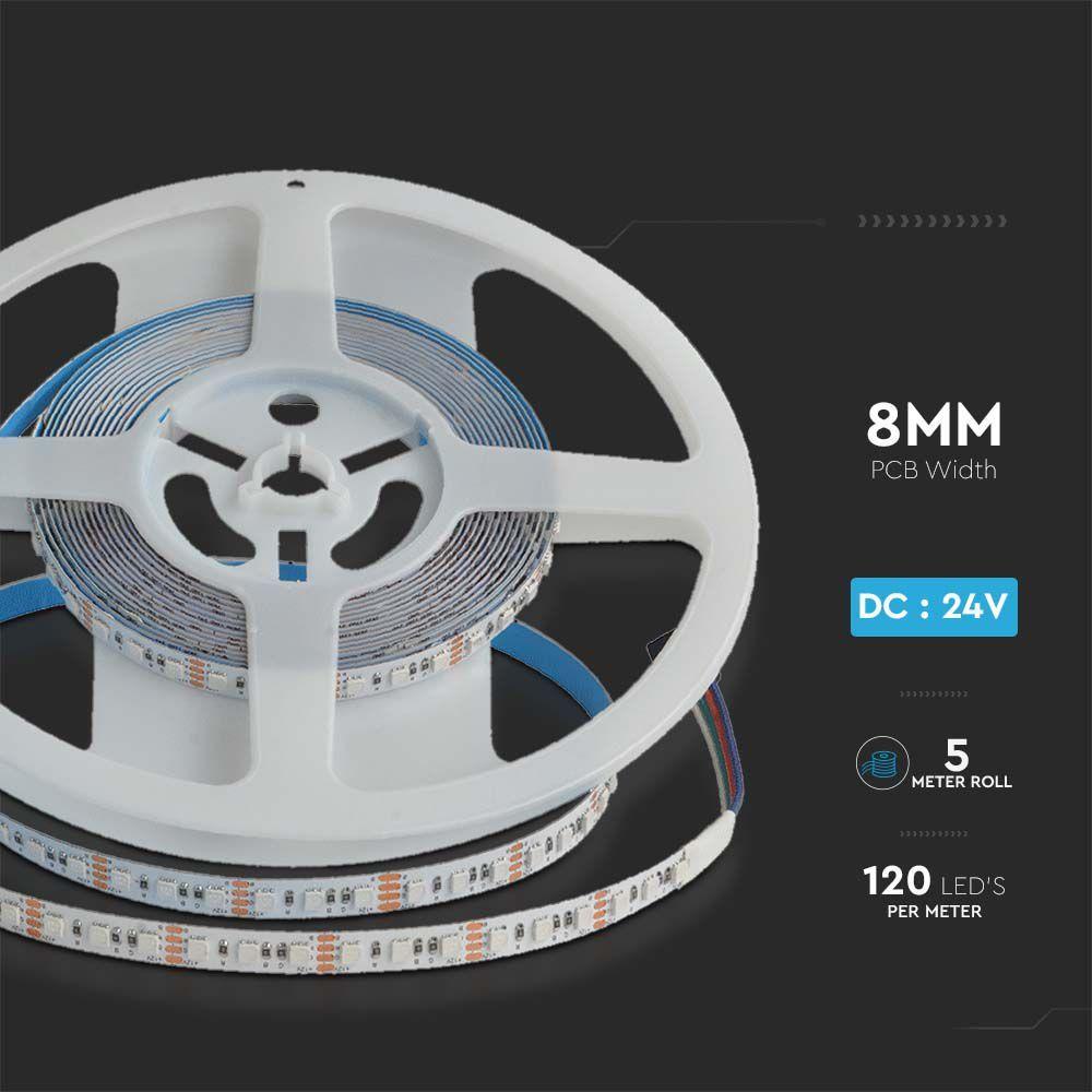 VT-3535 120 12W LED STRIP LIGHT RGB IP20 24V 8MM WHITE DOUBLE PCB(5M/ROLL)(PRICE PER M)