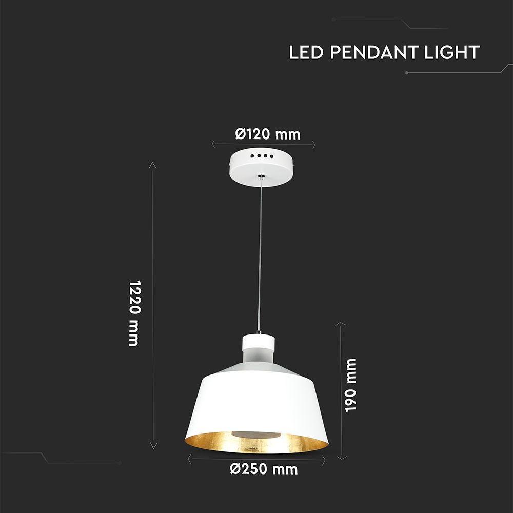 7W Lampa Wisząca LED, Klosz: Akryl, Biały, Barwa:4000K, VTAC, SKU 3931