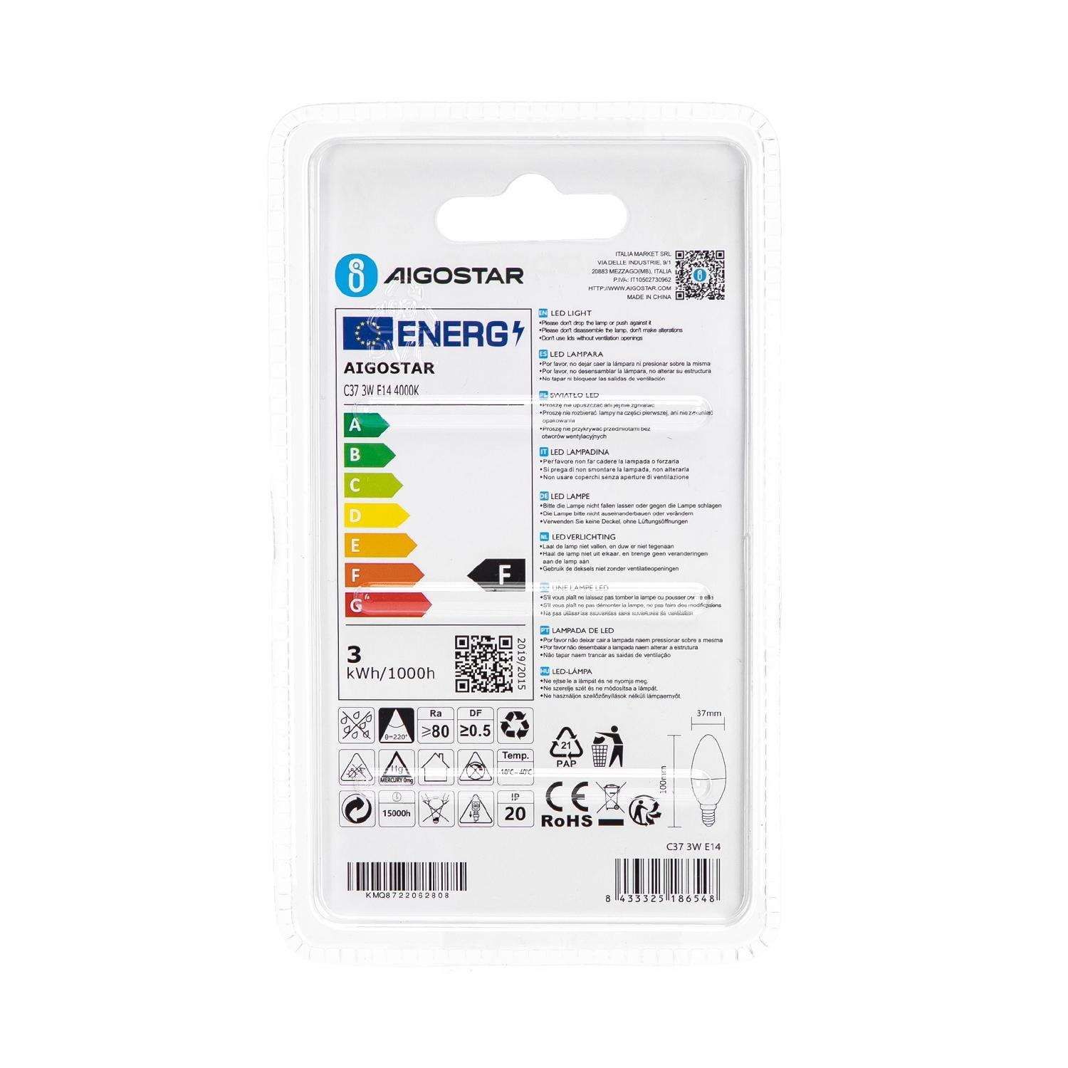 LED E14 3W C37