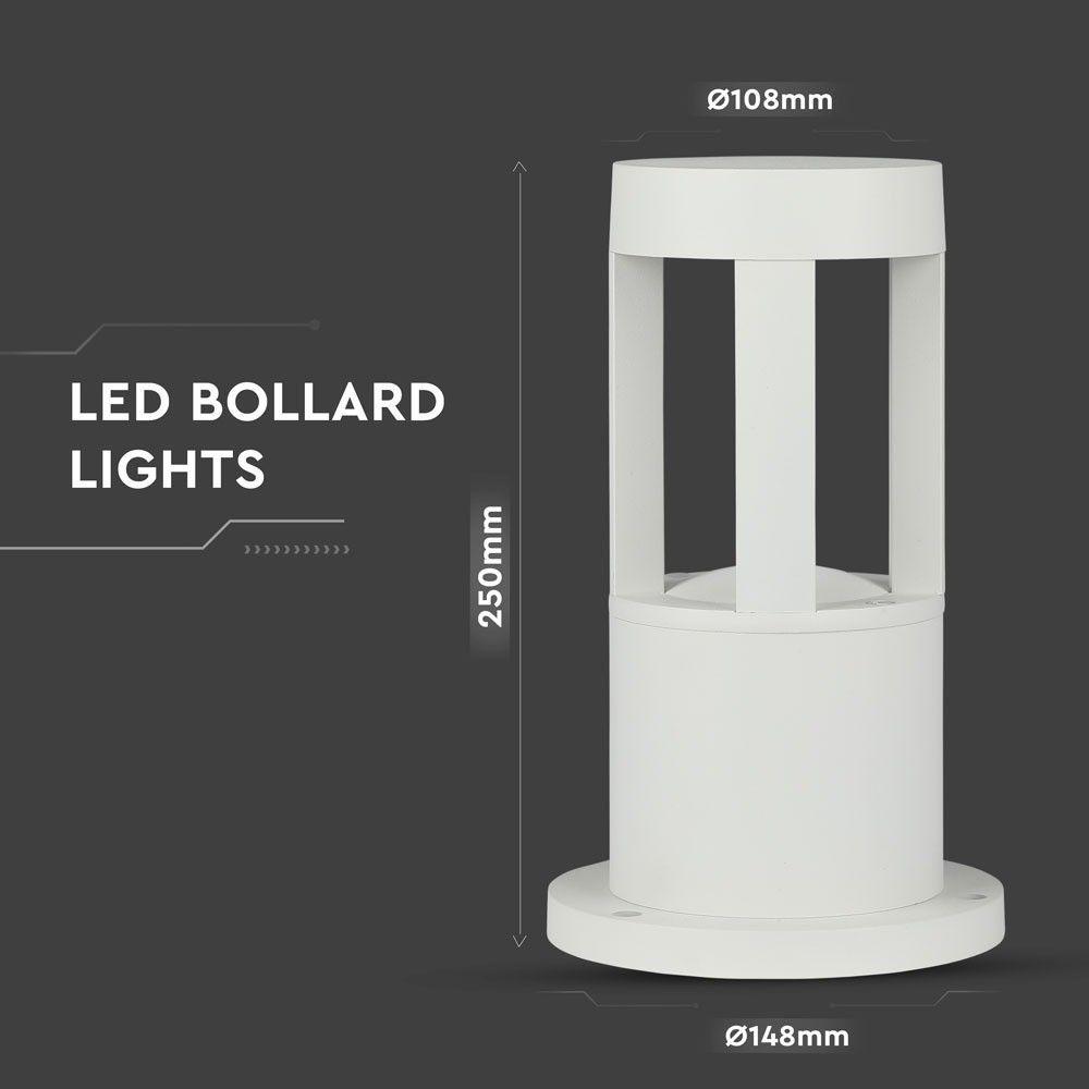 10W Słupek ogrodowy, Barwa:6400K, Obudowa: Biała, Wysokość 25 cm, VTAC, SKU 8318