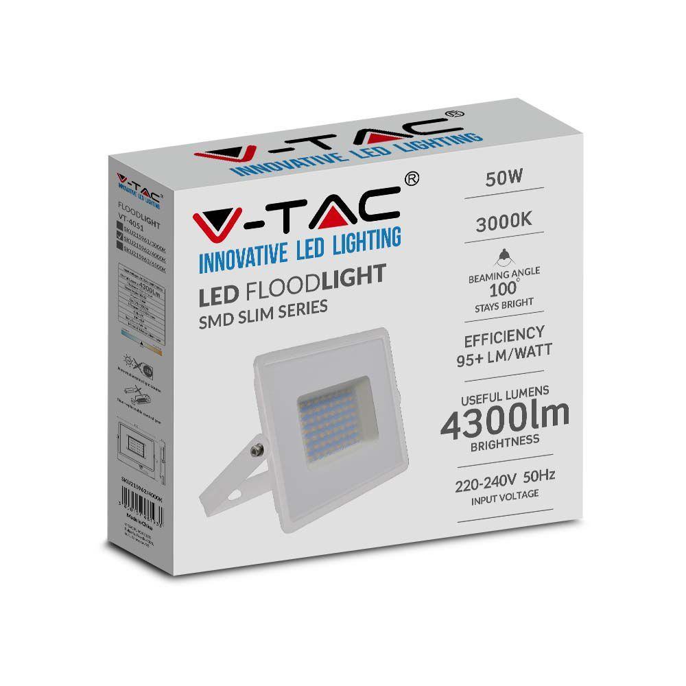 VT-4051 50W SMD FLOODLIGHT 3000K WHITE BODY