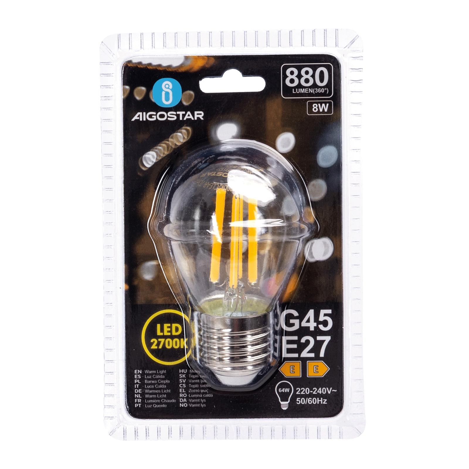 Żarówka LED Filament (Przezroczysta) G45 E27 8W