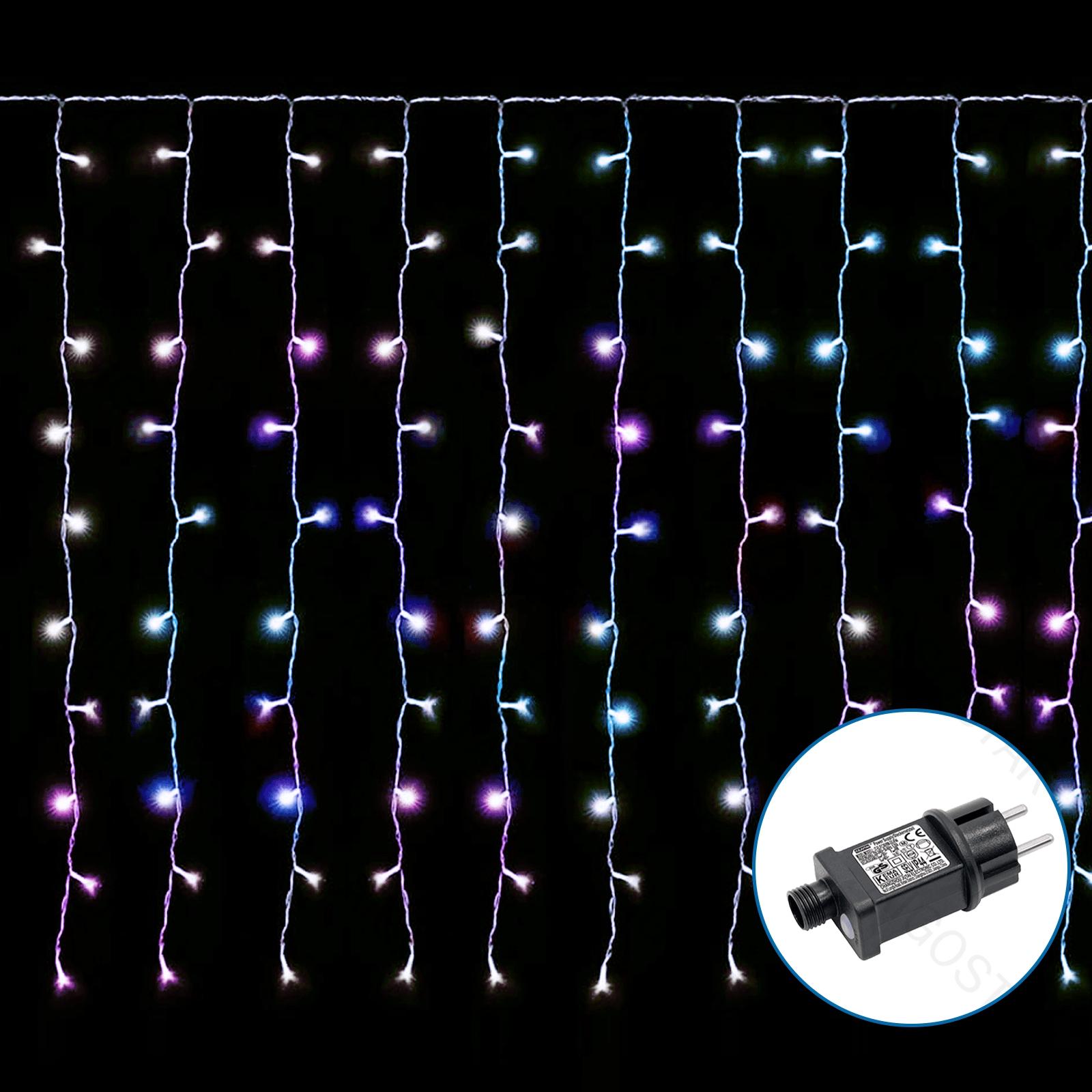 Low voltage connectable curtain (flush) flat string lights, RGBY, 3m+1.5m*1m, 150LEDs, 15strips