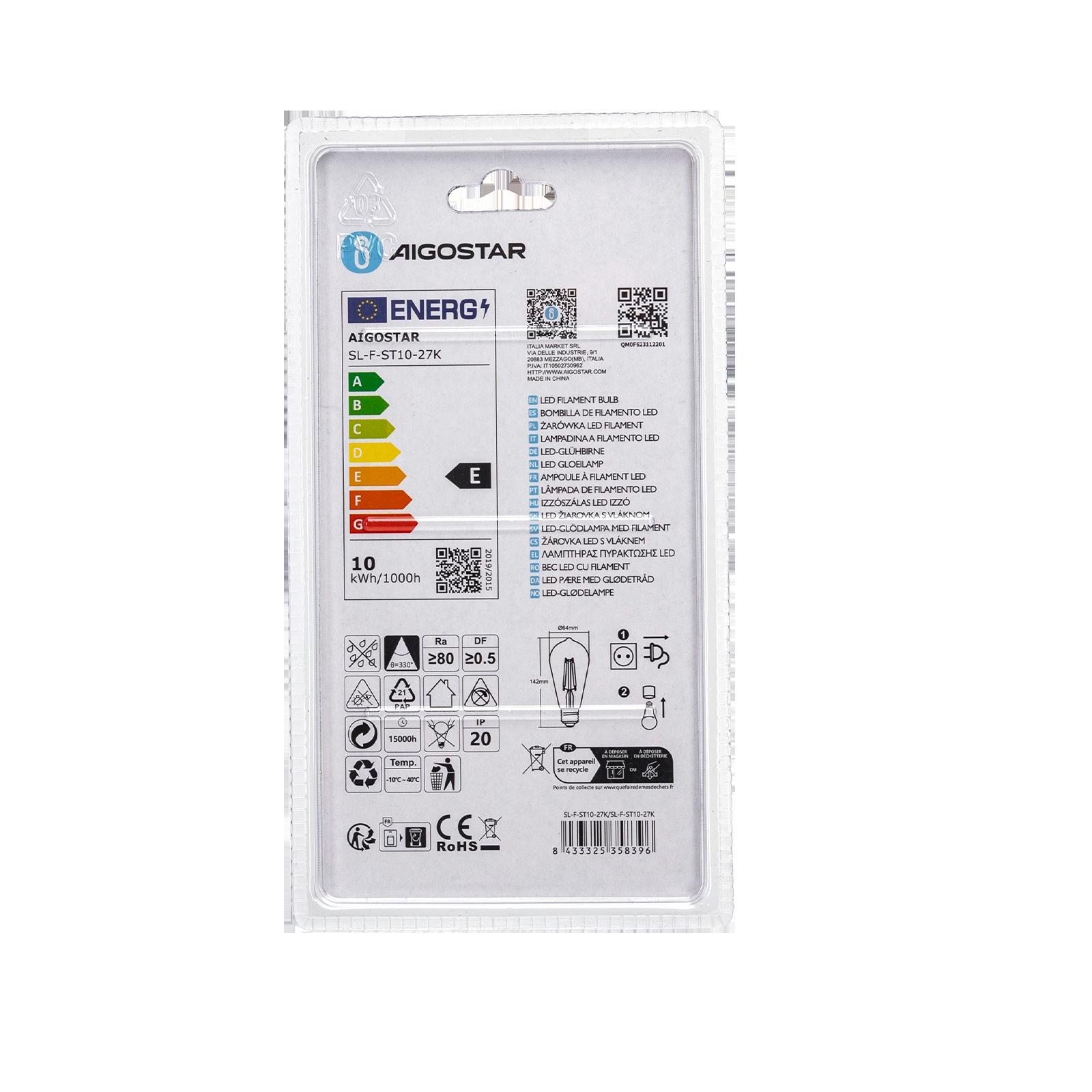 LED Filament Bulb (Clear) ST64 E27 10W