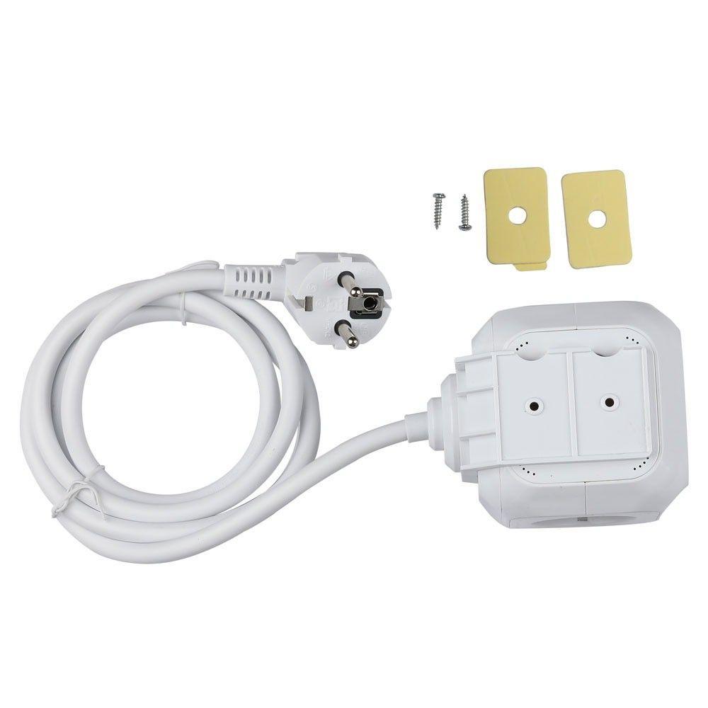 Przedłużacz mieszkaniowy CUBIC 4 GN. Z portem 2xUSB, 3x1.5 X 1.4M, Biały, VTAC, SKU 8800