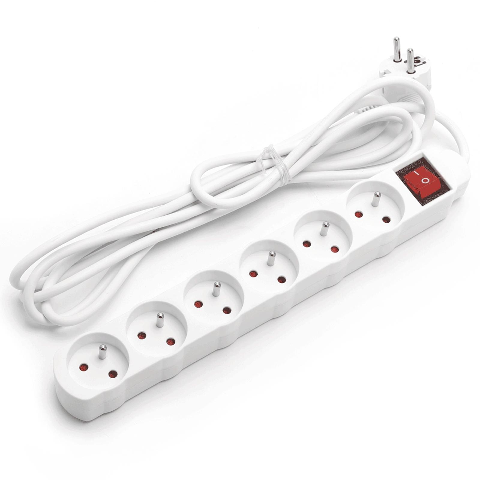 Power strips 6-way 3m H05VV-F 3G1.0m㎡ White