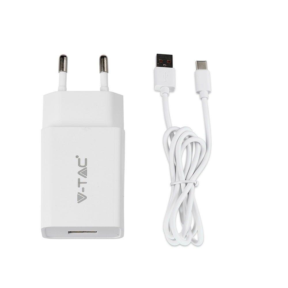 VT-5372 CHARGING SET WITH TRAVEL ADAPTER & TYPE-C USB CABLE-WHITE