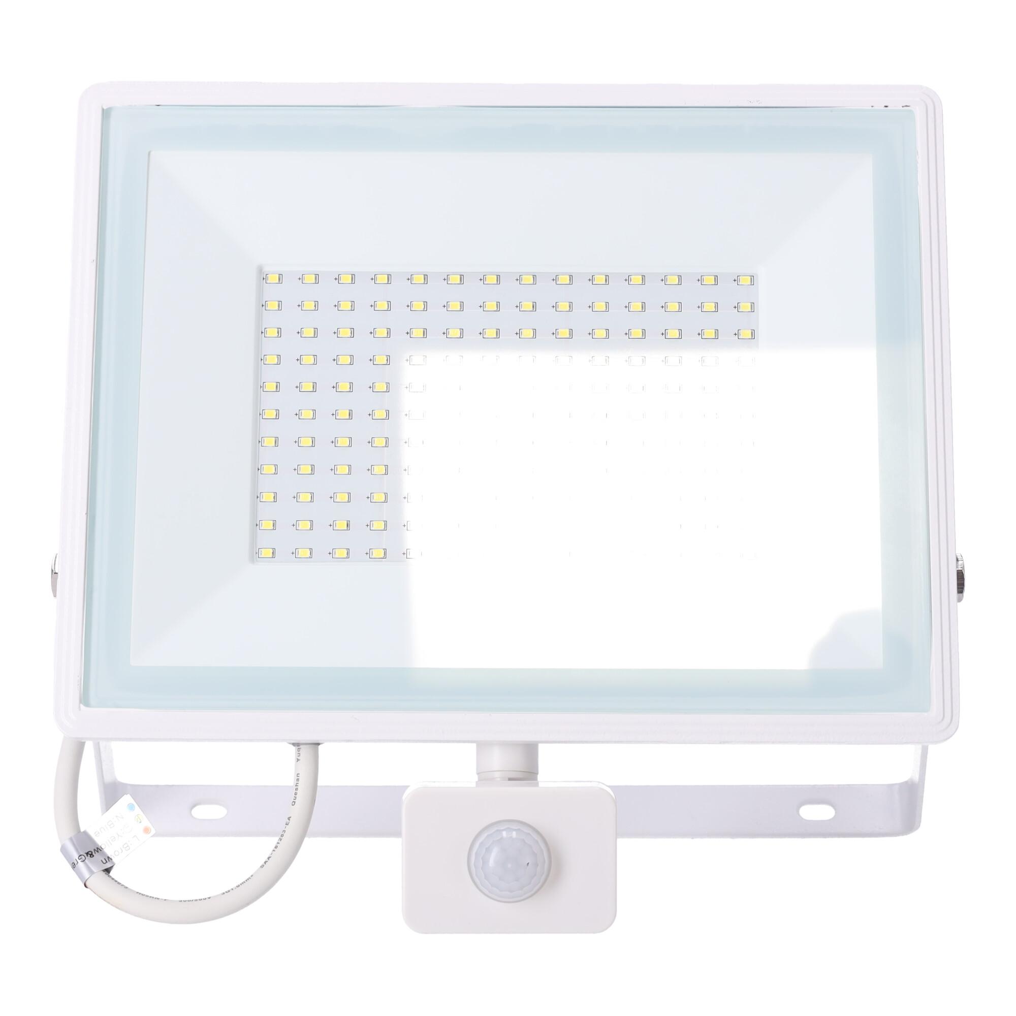 LED Slim Floodlight with Sensor White 100W (Die-casting)