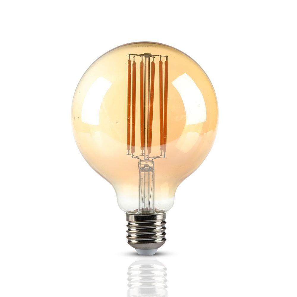 VT-2027 7W G95 LED FILAMENT BULB AMBER GLASS 2200K E27