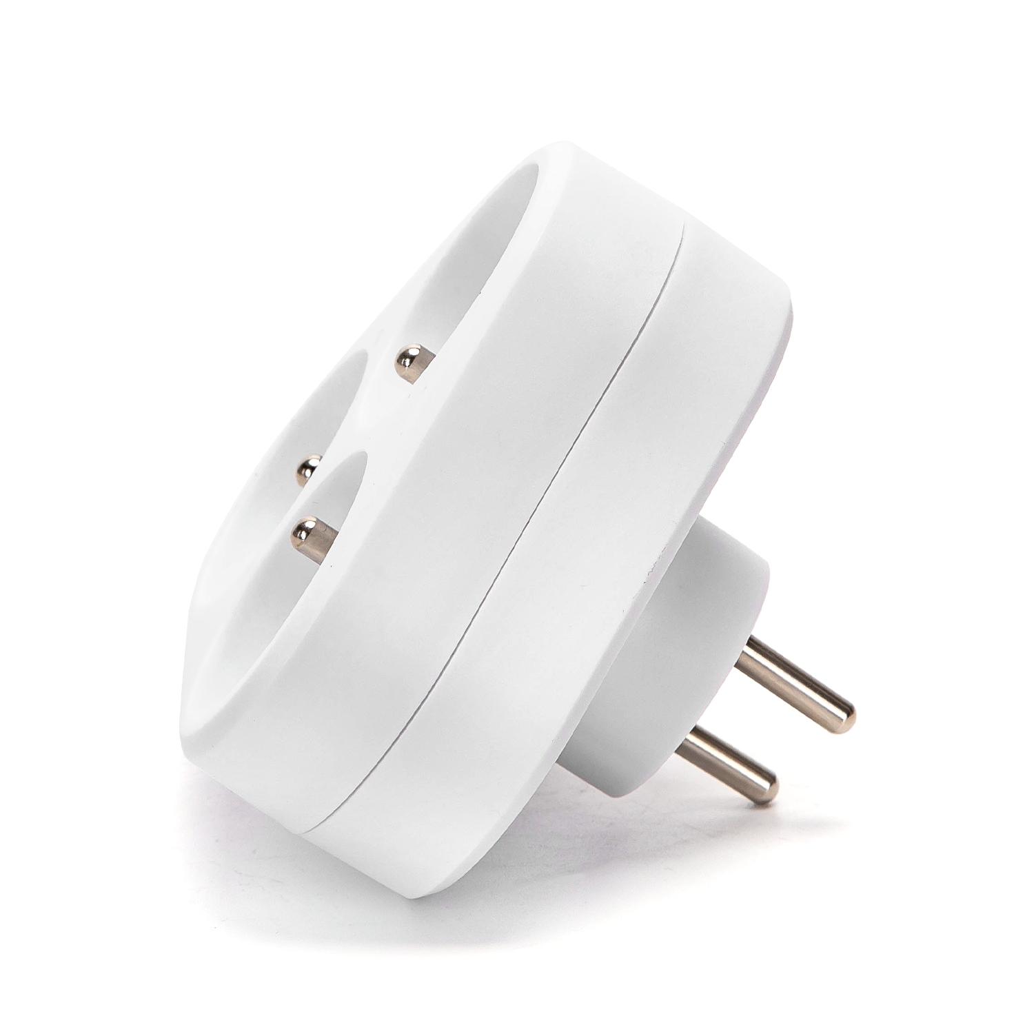 French 3-Way Adaptor (Without Switch) 16A White