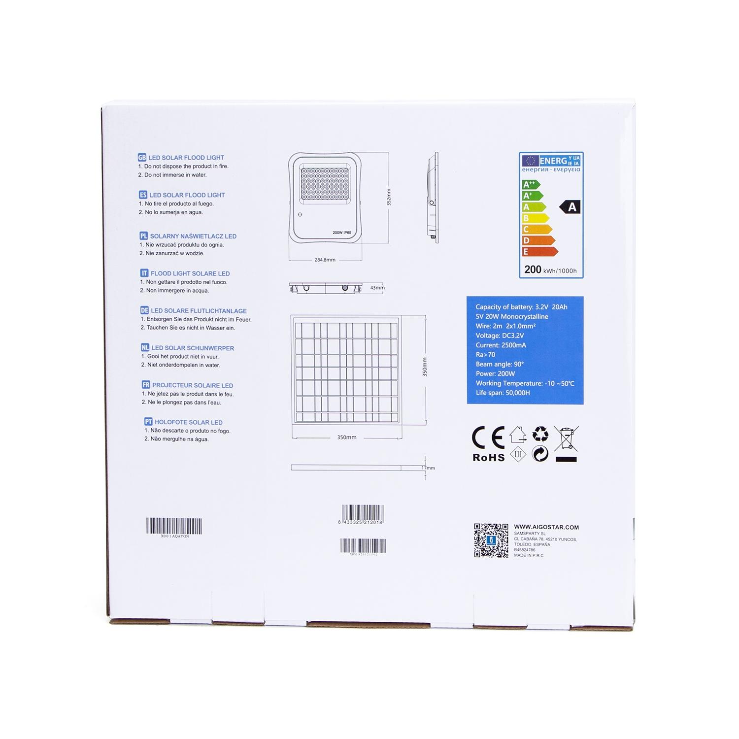 Solar flood light 200W IP65