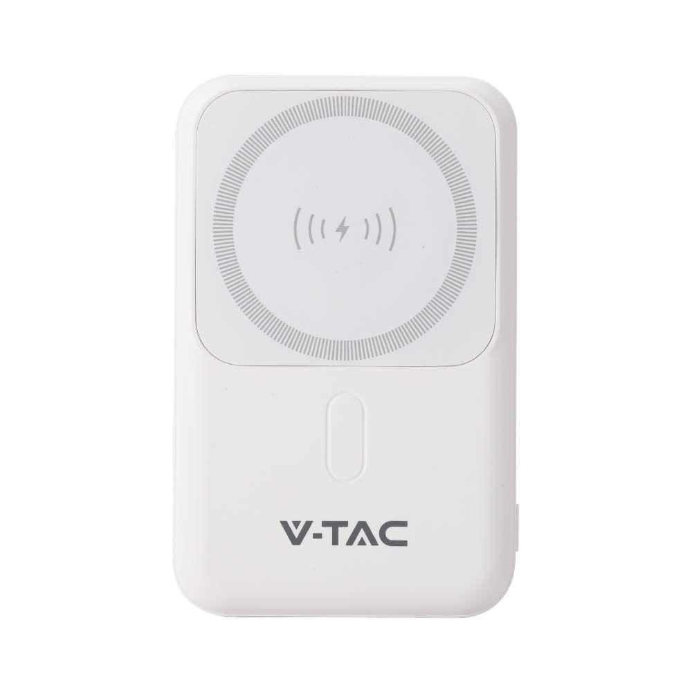 VT-3529 10000mah MAGNETIC WIRELESS POWER BANK WITH METAL RING-WHITE