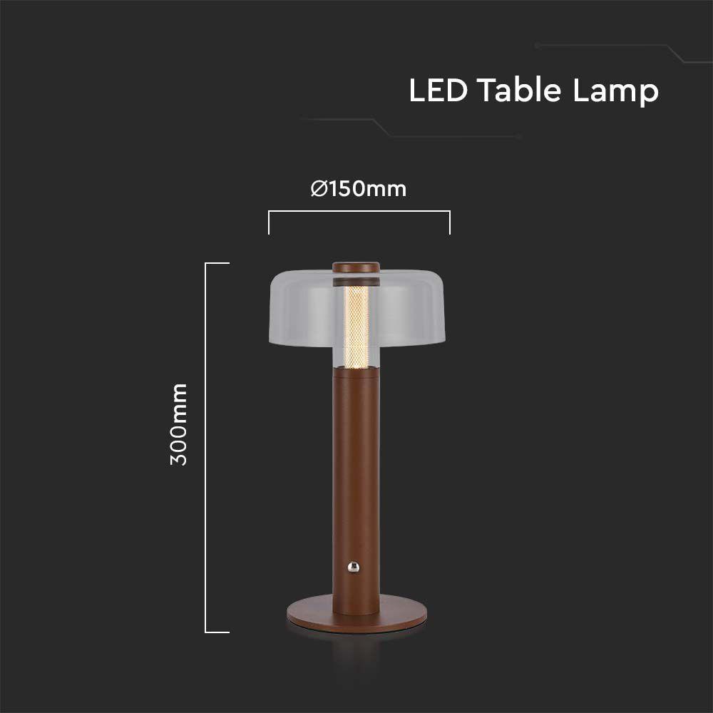 VT-1049 LED TABLE LAMP-1800mAH BATTERY D:150x300 3000K SAND BROWN BODY