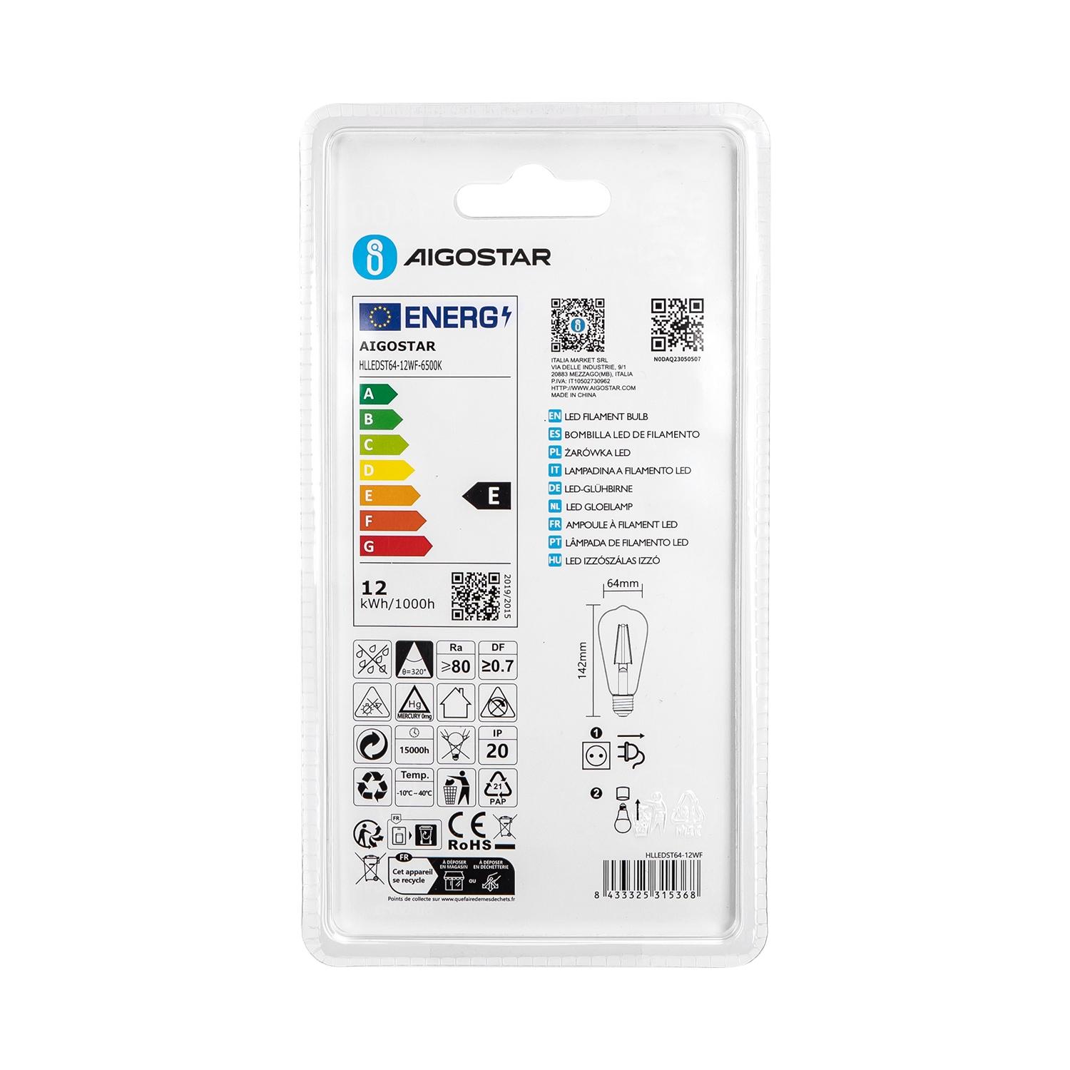 Mlecznobiała żarówka LED ST64 E27 12W