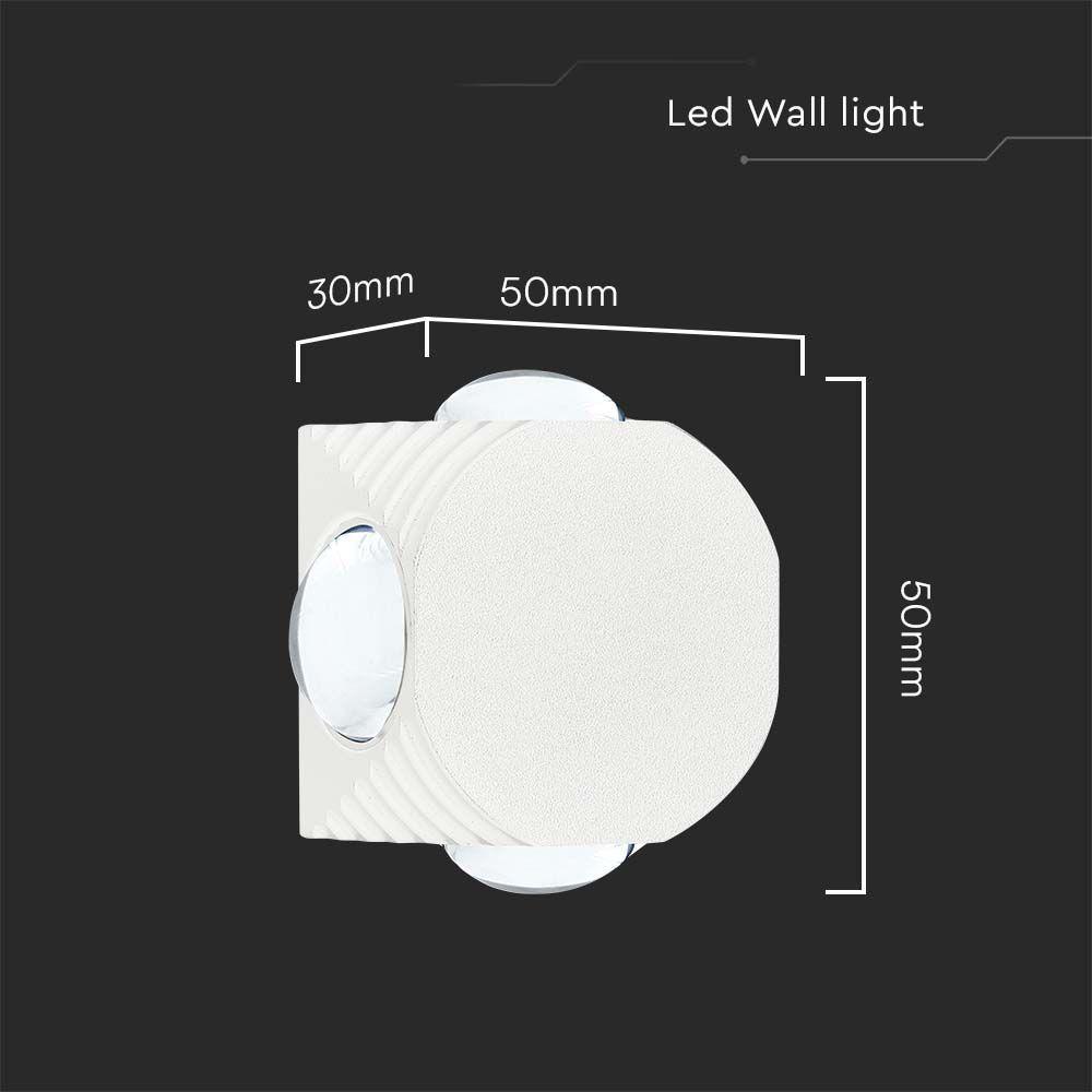 4W Oprawa COB Downlight LED, Barwa: 3000K, Obudowa: Biała , VTAC, SKU 10589