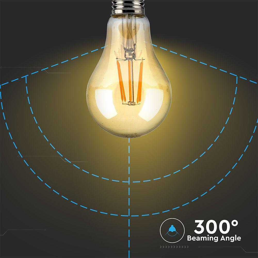 VT-2028 10W A67 LED FILAMENT BULB AMBER GLASS 2200K E27